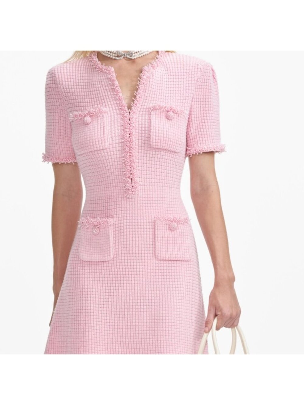Self-Portrait Pink Textured Mini Dress - Picture 4 of 6